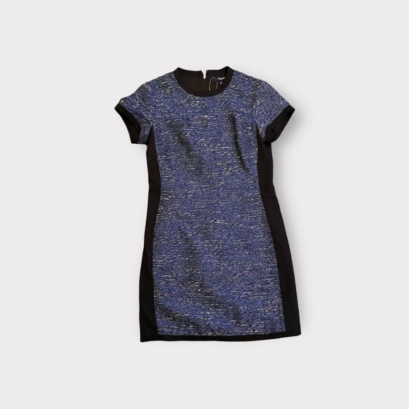 Madewell Shimmerweave Tee Dress Blue Black 2 - Picture 4 of 5